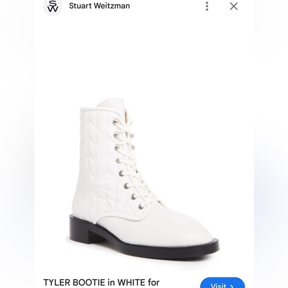 Stuart Weitzman White Quilted Lace Up Bootie - Picture 2 of 13
